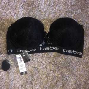 Bebe black strapless bra